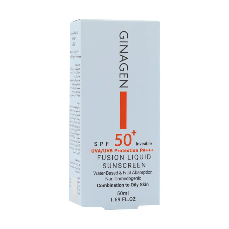 ژیناژن _لیکوئید ضد آفتاب بی رنگ پوست چرب SPF50