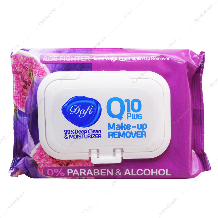 دافی _دستمال مرطوب پاک کننده آرایش Q10 Plus 50 عدد